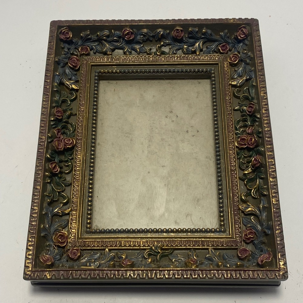 Beautiful Unbranded Picture Frame 3.5x5 Gold Bronze Good Victorian Rose Floral
